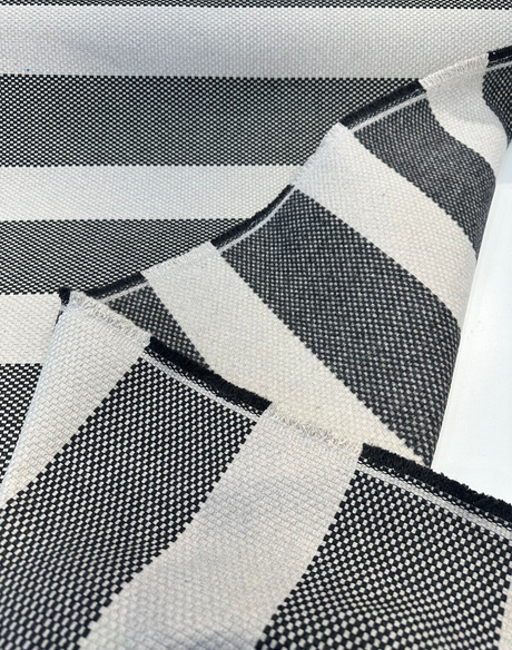 Sunbrella Cinta Solution-Dyed Acrylic Fabric - Coal Rib Bar Stripe, 54" Width (1 Yard)