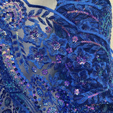 Beaded Sequined Floral Lace Fabric 52" Wide