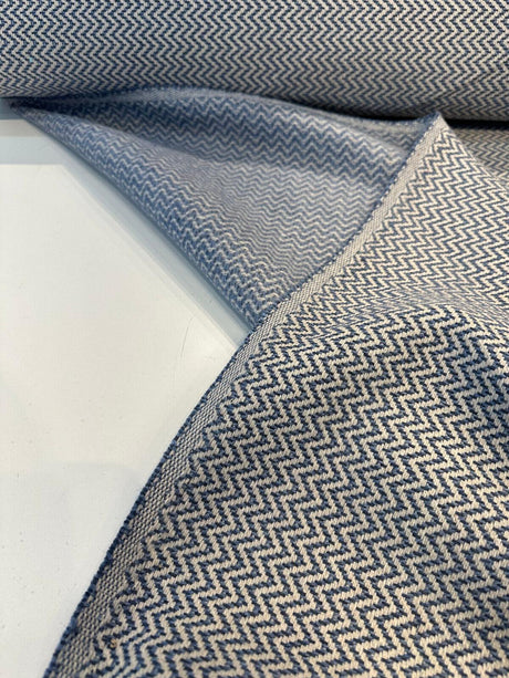 Onda Sunbrella Acrylic Fabric - Denim Blue Chevron, 54" Width (1 Yard)