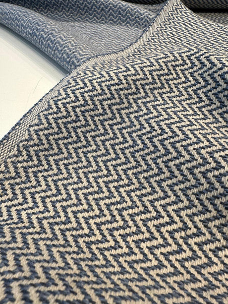 Onda Sunbrella Acrylic Fabric - Denim Blue Chevron, 54" Width (1 Yard)