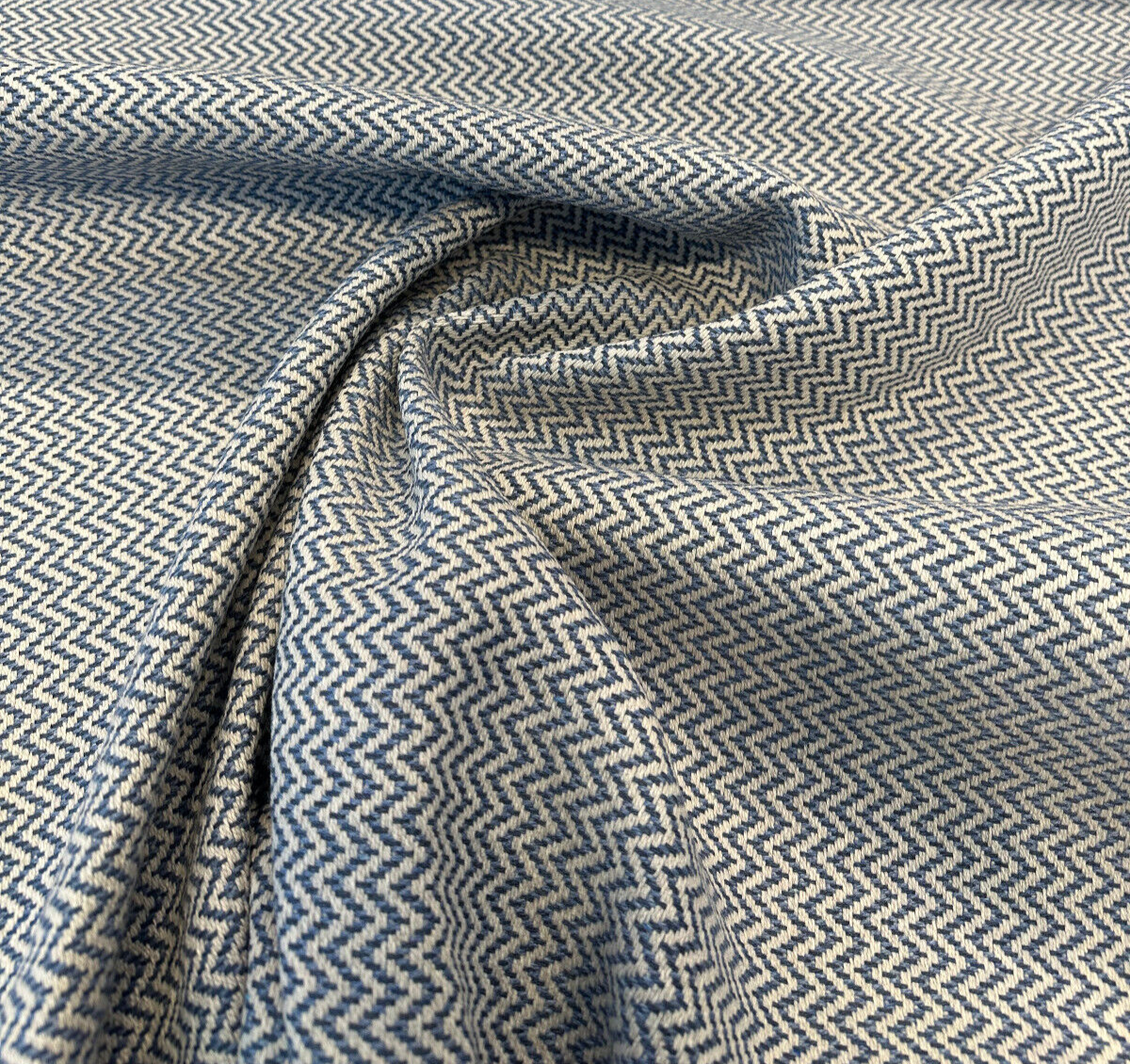 Onda Sunbrella Acrylic Fabric - Denim Blue Chevron, 54" Width (1 Yard)