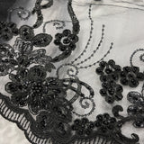 Beaded Corded Lace Navy Mesh