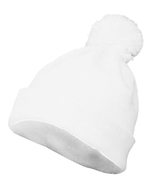 Pom Beanie with Foldover Cuff
