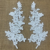 Beaded Floral Lace Applique on Polyester Mesh