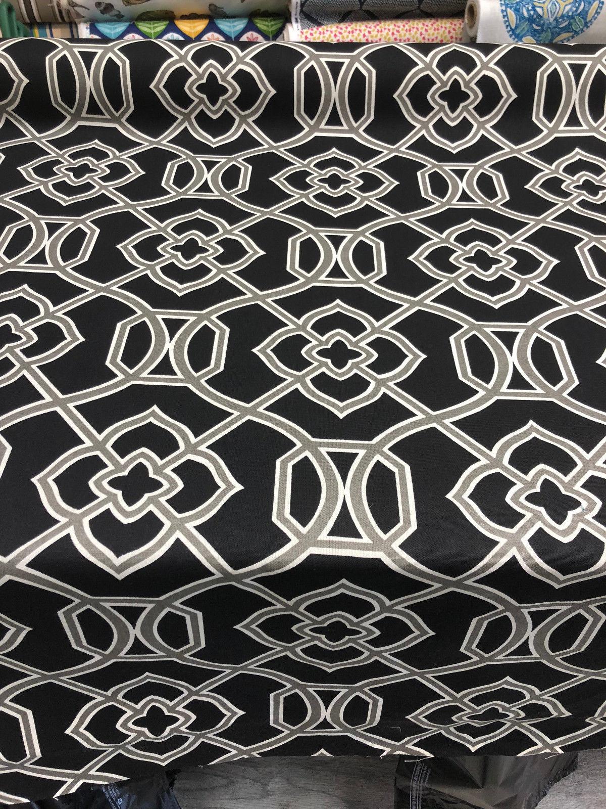 Richloom Malibar Ebony Cotton Fabric - Black, Gray And White Traditional Print, 54" Width (1 Yard)