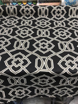Richloom Malibar Ebony Cotton Fabric - Black, Gray And White Traditional Print, 54" Width (1 Yard)