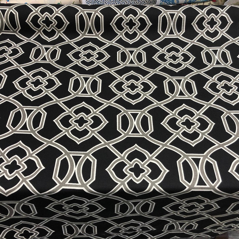 Richloom Malibar Ebony Cotton Fabric - Black, Gray And White Traditional Print, 54" Width (1 Yard)