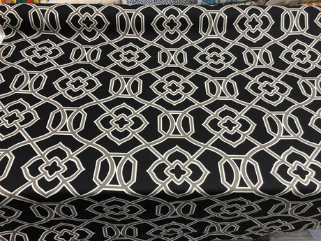 Richloom Malibar Ebony Cotton Fabric - Black, Gray And White Traditional Print, 54" Width (1 Yard)
