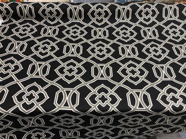 Richloom Malibar Ebony Cotton Fabric - Black, Gray And White Traditional Print, 54" Width (1 Yard)