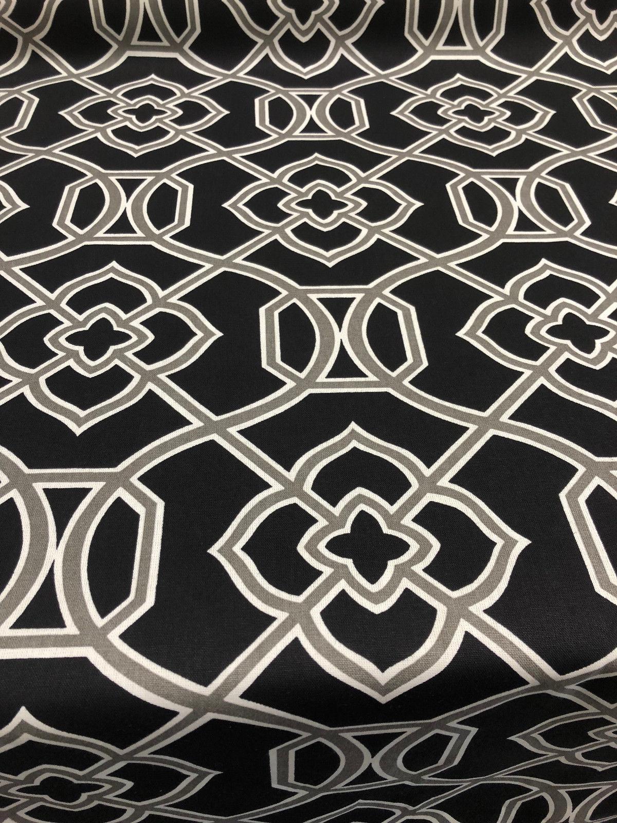 Richloom Malibar Ebony Cotton Fabric - Black, Gray And White Traditional Print, 54" Width (1 Yard)