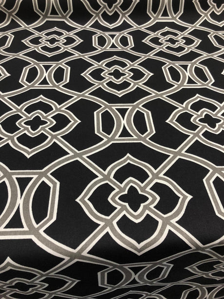 Richloom Malibar Ebony Cotton Fabric - Black, Gray And White Traditional Print, 54" Width (1 Yard)