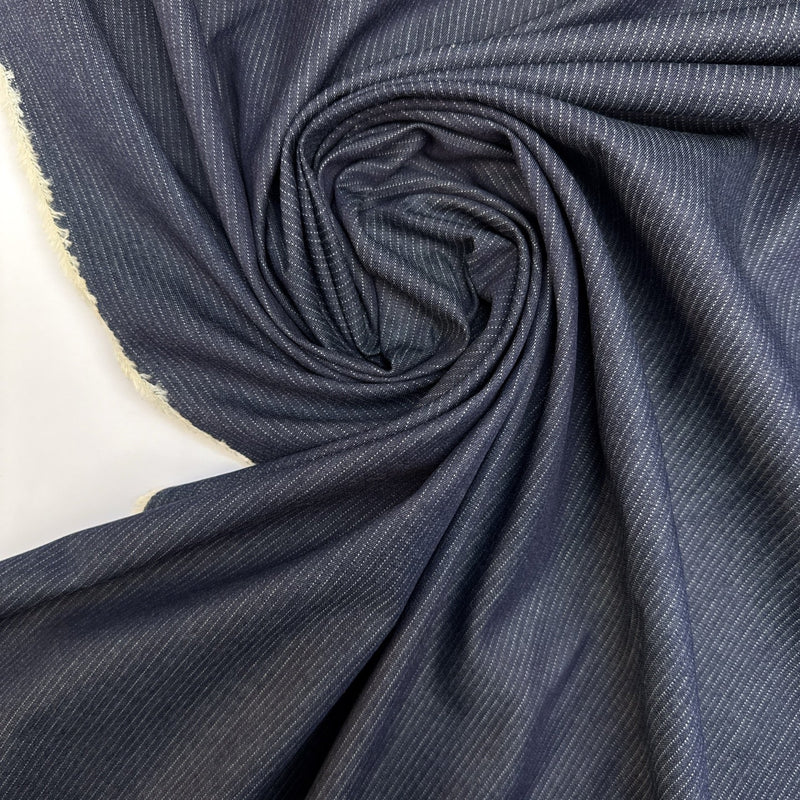 Cotton Denim Striped Blue