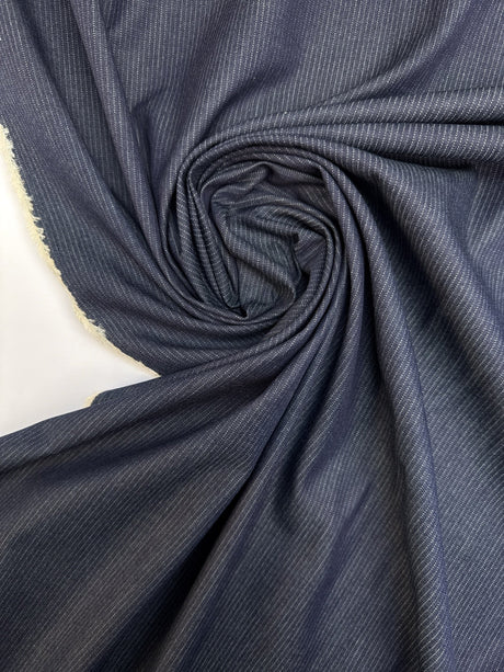 Cotton Denim Striped Blue