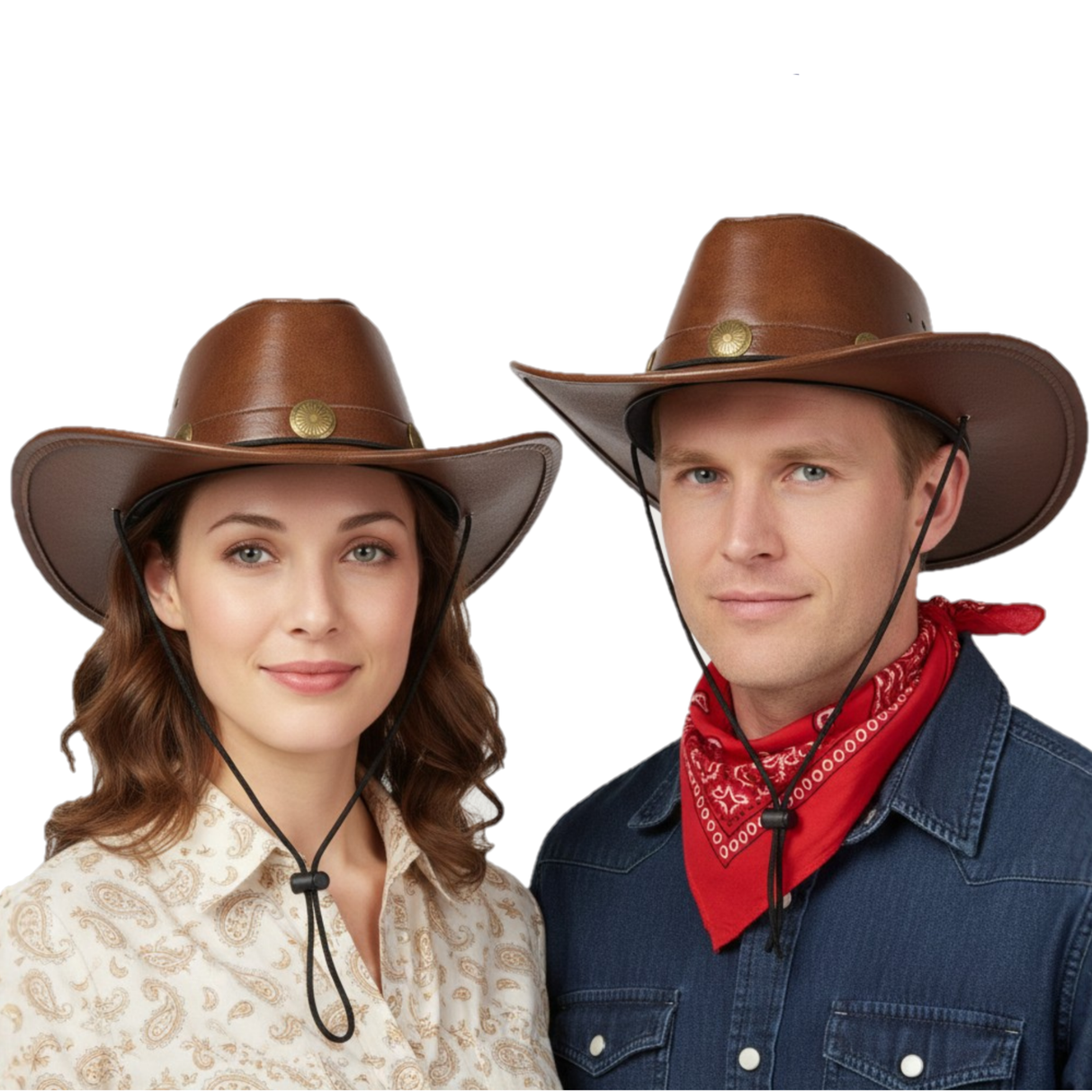 Faux Leather Cowboy Costume Hat