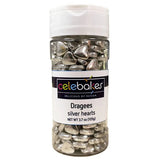 Celebakes Silver Heart Dragees, 3.7 oz Sprinkles