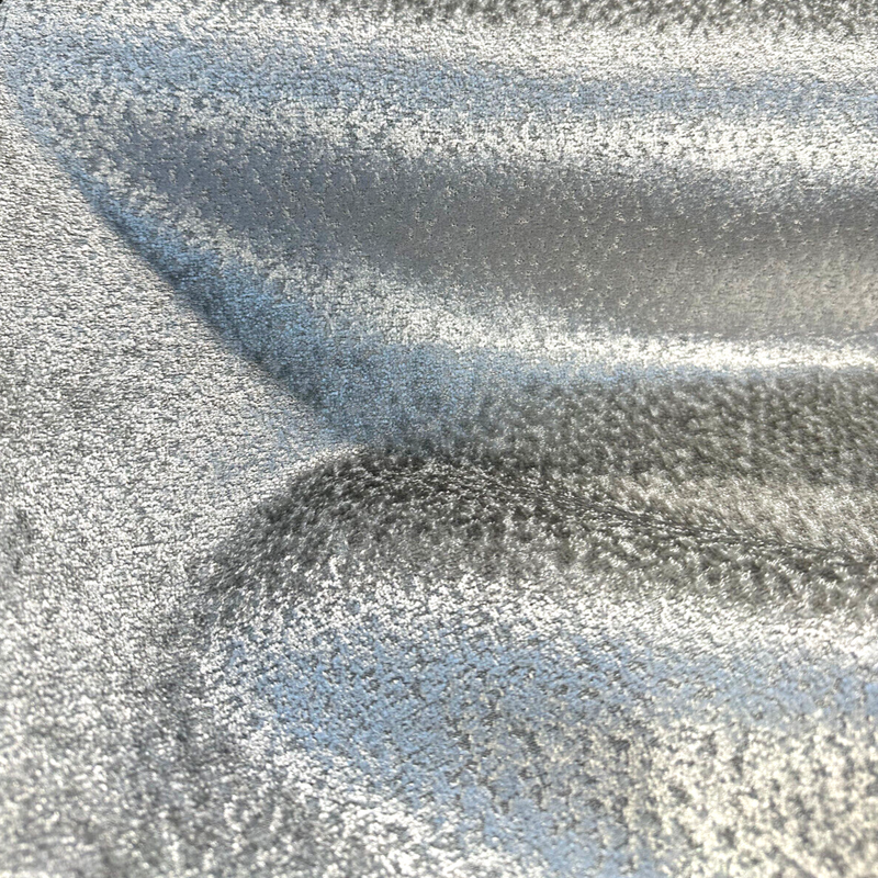 Glam Mica Silver Metallic Velvet Fabric - Silver, Metallic, 54" Width (1 Yard)