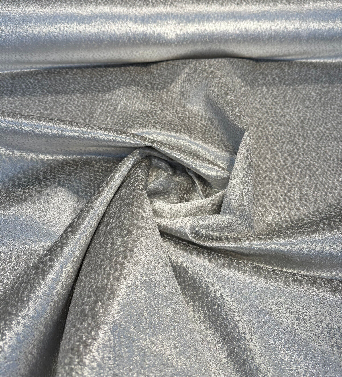 Glam Mica Silver Metallic Velvet Fabric - Silver, Metallic, 54" Width (1 Yard)