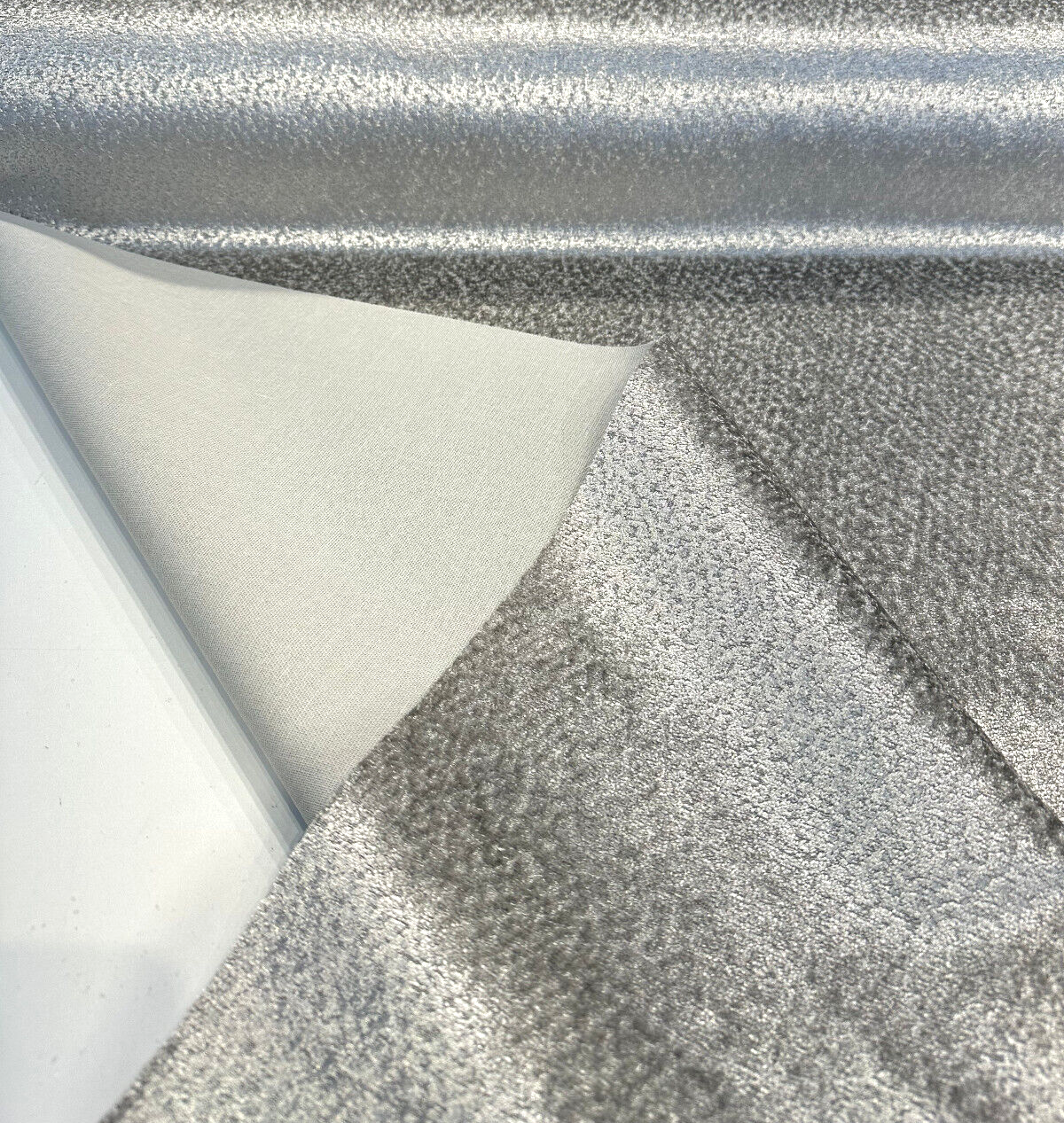 Glam Mica Silver Metallic Velvet Fabric - Silver, Metallic, 54" Width (1 Yard)