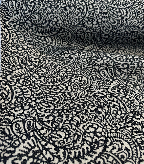 Adele Black Paisley Brocade Jacquard Fabric - Black Paisley, 54" Width (1 Yard)
