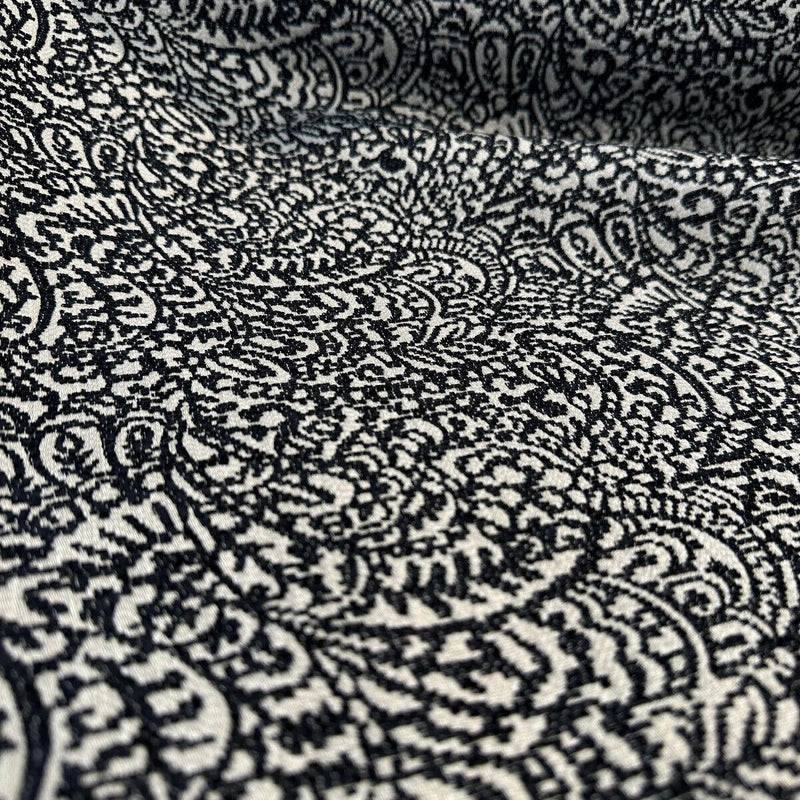 Adele Black Paisley Brocade Jacquard Fabric - Black Paisley, 54" Width (1 Yard)