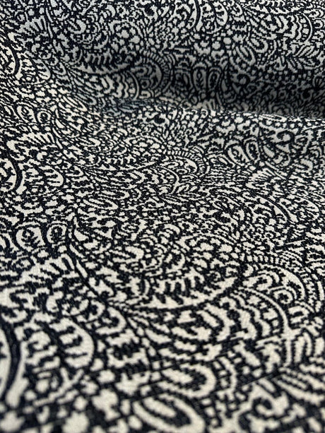 Adele Black Paisley Brocade Jacquard Fabric - Black Paisley, 54" Width (1 Yard)