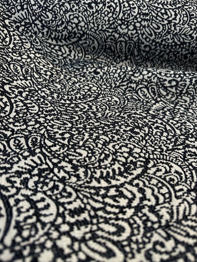 Adele Black Paisley Brocade Jacquard Fabric - Black Paisley, 54" Width (1 Yard)