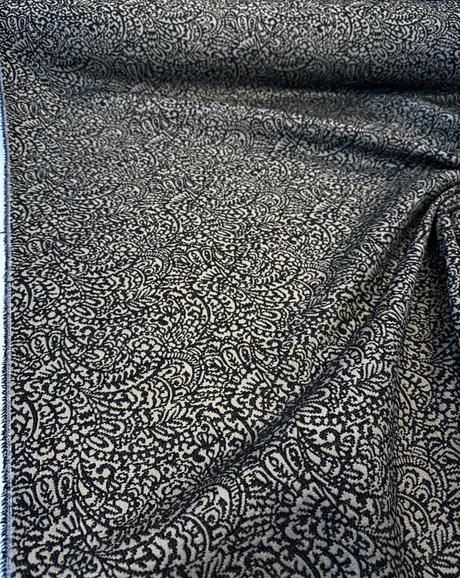 Adele Black Paisley Brocade Jacquard Fabric - Black Paisley, 54" Width (1 Yard)