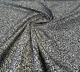 Adele Black Paisley Brocade Jacquard Fabric - Black Paisley, 54" Width (1 Yard)