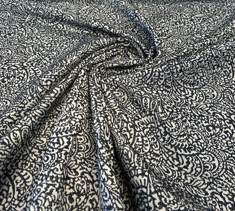 Adele Black Paisley Brocade Jacquard Fabric - Black Paisley, 54" Width (1 Yard)