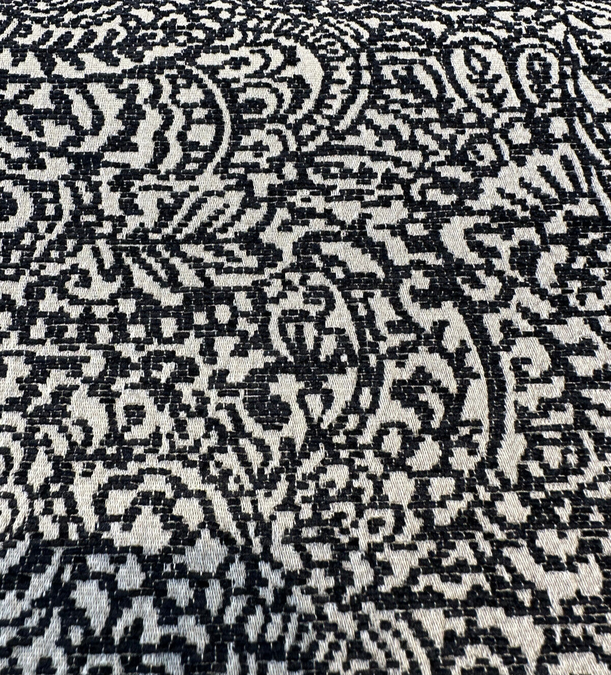 Adele Black Paisley Brocade Jacquard Fabric - Black Paisley, 54" Width (1 Yard)