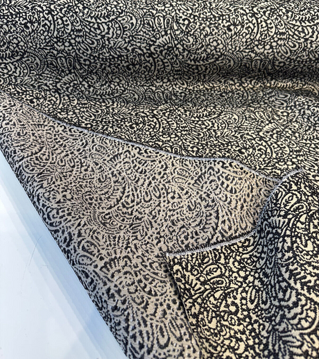Adele Black Paisley Brocade Jacquard Fabric - Black Paisley, 54" Width (1 Yard)
