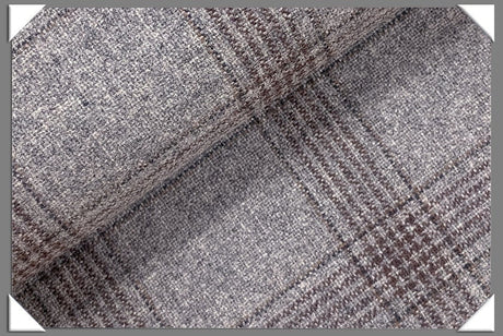 Grey Windowpane Wool Tweed Fabric - Grey Windowpane, 59/60" Width