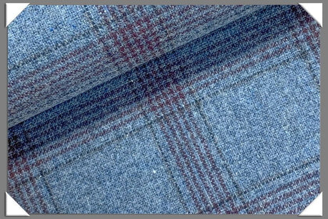 Light Blue Windowpane Tweed Wool Fabric - Light Blue Windowpane, 58/60" Width