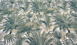 Tommy Bahama Monteverde Green Verde Cotton Fabric - Tropical Leaf Stripe, Off White Background, 54" Width, 13.5" Horizontal Repeat, 27" Vertical Repeat (1 Yard)