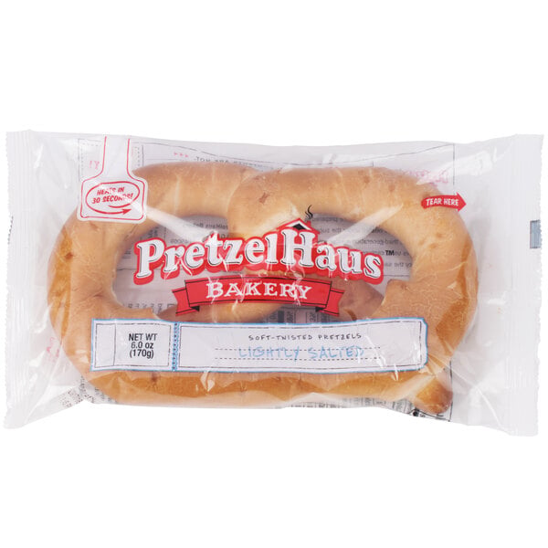 PretzelHaus Individually Wrapped Lightly Salted Pretzel 6 oz. - 50/Case