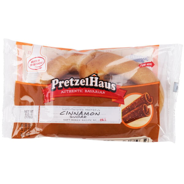 PretzelHaus Individually Wrapped Cinnamon Sugar Pretzel 6 oz. - 50/Case
