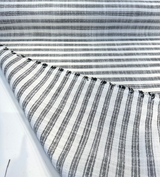 Ashton Ticking Domino Performance Upholstery Fabric - Domino White Background Black Ticking Stripes, 57" Width (1 Yard)