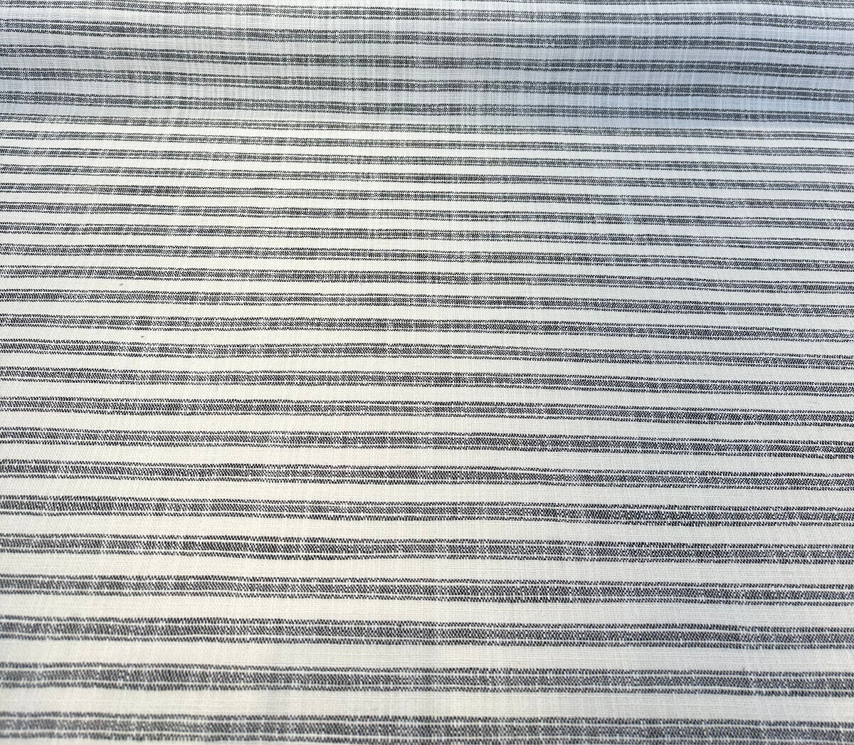Ashton Ticking Domino Performance Upholstery Fabric - Domino White Background Black Ticking Stripes, 57" Width (1 Yard)