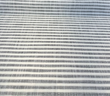 Ashton Ticking Domino Performance Upholstery Fabric - Domino White Background Black Ticking Stripes, 57" Width (1 Yard)
