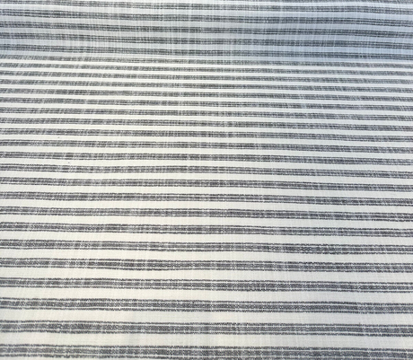 Ashton Ticking Domino Performance Upholstery Fabric - Domino White Background Black Ticking Stripes, 57" Width (1 Yard)