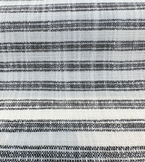Ashton Ticking Domino Performance Upholstery Fabric - Domino White Background Black Ticking Stripes, 57" Width (1 Yard)