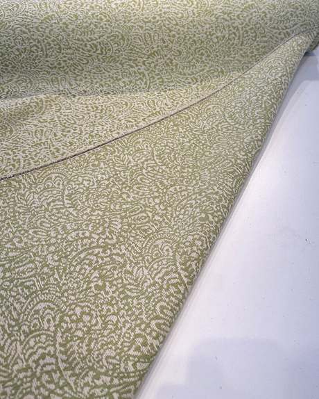 Adele Lime Paisley Brocade Jacquard Fabric - Lime Green With Beige Paisley Design, 54" Width (1 Yard)