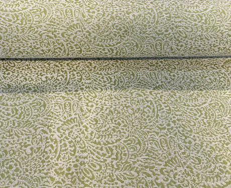 Adele Lime Paisley Brocade Jacquard Fabric - Lime Green With Beige Paisley Design, 54" Width (1 Yard)