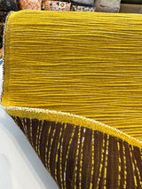 Ora Chartruse Gold Pleated Velvet Fabric - Gold Pleated, Brown Backing (1 Yard)