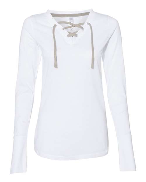 Women's Fine Jersey Lace-Up Long Sleeve T-Shirt