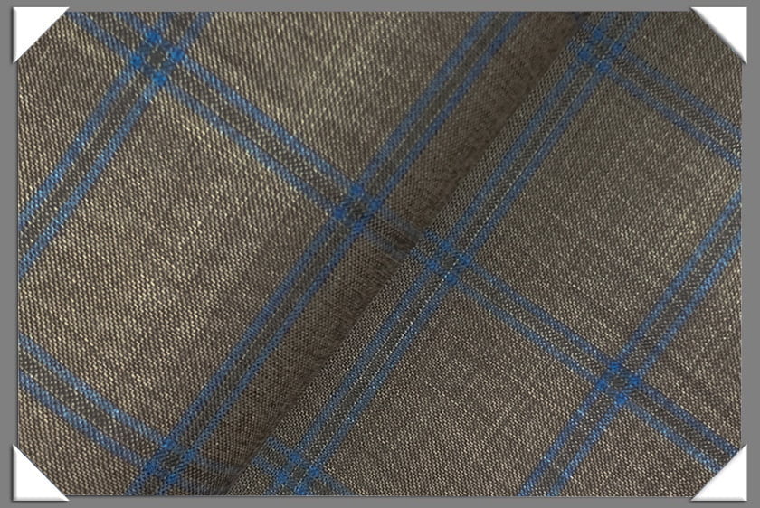 Tan Windowpane Italian Wool Fabric - 100 Percent Wool Fabric, Tan Windowpane, 58/60" Width