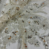 1 Yard Beaded Lace Fabric Embroidered 100 Percent Polyester Net Mesh 50 inch Width