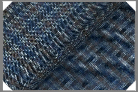 Blue Check Italian Wool Fabric - 100 Percent Wool, Blue Check, 58/60" Width