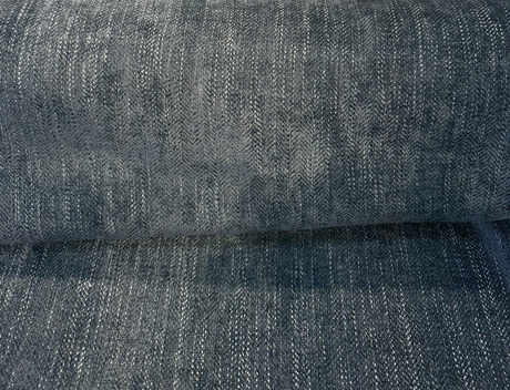 Beckett Indigo Turquoise Polyester Fabric - Small Woven Herringbone, 55" Width (1 Yard)