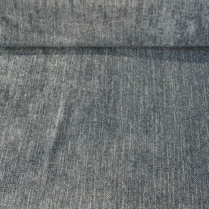 Beckett Indigo Turquoise Polyester Fabric - Small Woven Herringbone, 55" Width (1 Yard)